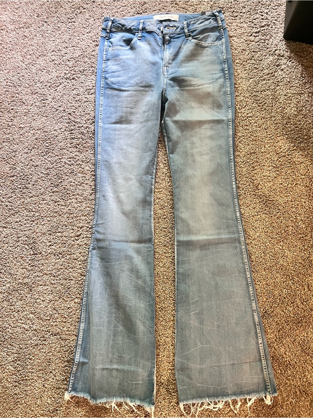 Frayed Hem Light Blue Flare Jeans for Women